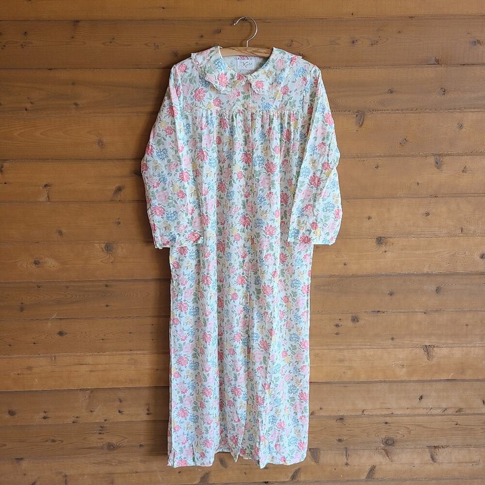 Vintage Gown Robe Sleep Pajama Set 60's Katz Floral Prairie Cottagecore Nightie - Picture 2 of 9